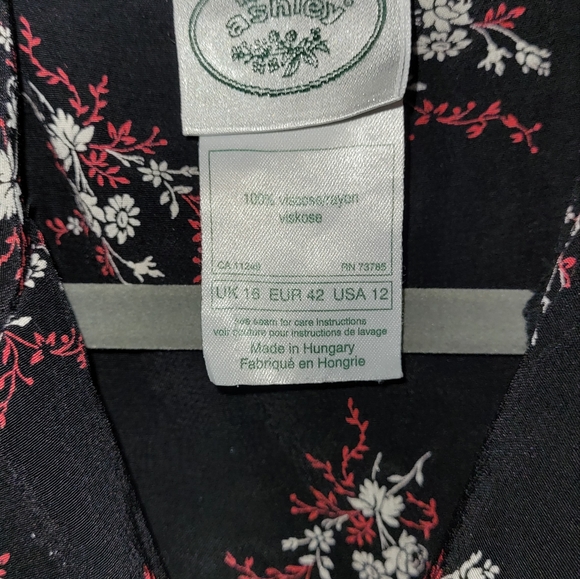 Laura Ashley Black Floral Button Dress‎ Womens Size 12 Farmcore Cottagecore - Picture 5 of 5